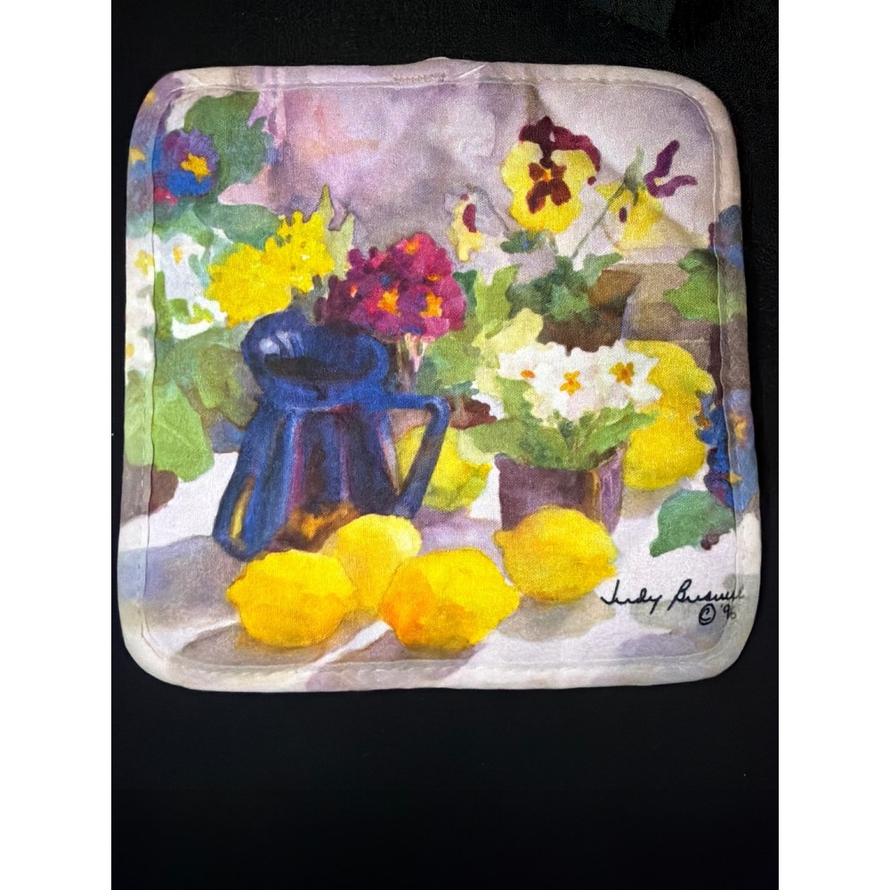 Judy Buswell Watercolor Floral Lemons Pot Holder Women OS Multicolor Cotton Art